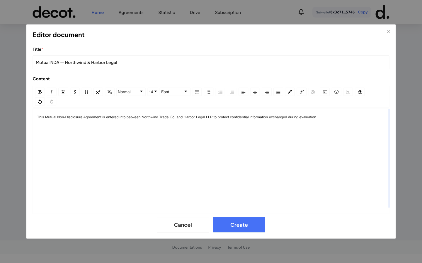 Decot contract editor